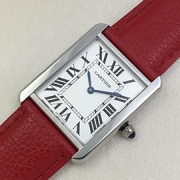 CARTIER タンクソロ 27mm k11工場 クォーツ ホワイト文字盤 革ベルト 鏡面仕上げ