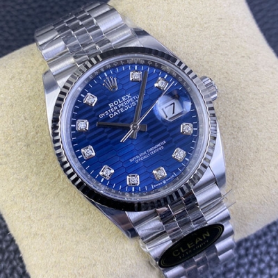 ROLEX M126234 CLEAN製 36mm フルーテッドブルー 10Pダイヤ 一流