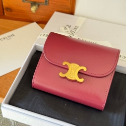 CELINE トリオンフ ショートウォレット カーフレザー レディース 10.5×8.5×4cm
