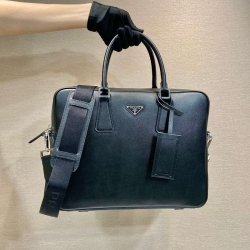 PRADA ブリーフケース クロスグレインレザー メンズ 38×29×5cm