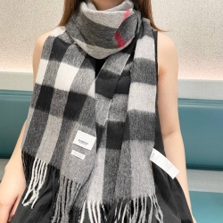 バーバリー 両面チェックカシミヤスカーフ 45x210cm