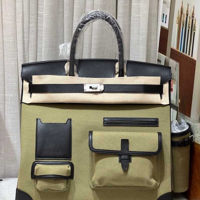 HERMES HAC 40 カーゴ キャンバス×スウィフト メンズ 40×30×15cm