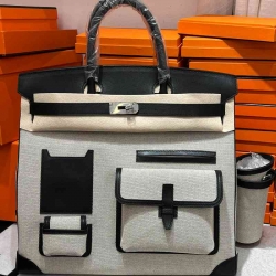 HERMES HAC 40 カーゴ キャンバス×スウィフト メンズ 40×30×15cm
