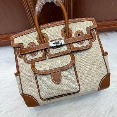 HERMES バーキン 25 カーゴ キャンバス×スウィフト レディース 25×20×13cm