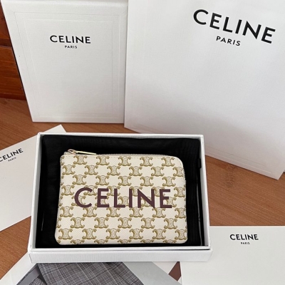 CELINE トリオンフ コインケース カーフレザー レディース 13×9×1cm