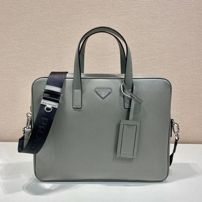 PRADA ブリーフケース サフィアーノレザー メンズ 36×28×4cm