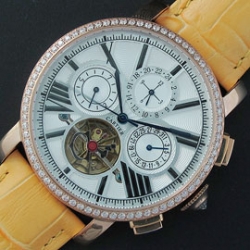 CARTIER ロトンド ドゥ Asian 21600振動 自動巻き イエロー革バンド 日付 安心注文