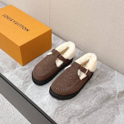 【LOUISVUITTON】ウールスリッポン厚底ルームシューズアウトドアスリッパレディース