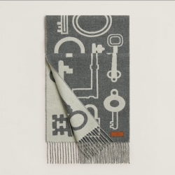 エルメス Hキー両面カシミヤスカーフ 30 180