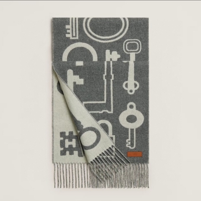 エルメス Hキー両面カシミヤスカーフ 30 180