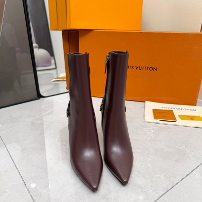 【LOUISVUITTON】ポイントトゥブーツレザーブーツハイヒールブーツレディース