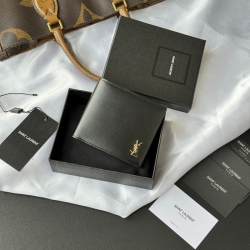 YSL 二つ折り財布 カーフレザー メンズ 11×9.5×2.5cm