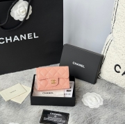 CHANEL 三つ折りカードケース カーフレザー レディース 10.5×7.5×3cm