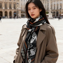 エルメス カシミヤ新作。両面同色。立体パターン。70％カシミヤ30％シルク 140cmx140cm