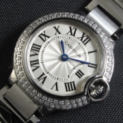 CARTIER バロンブルー クォーツ レディース ホワイト 人工ダイヤ 迅速発送