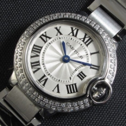 CARTIER バロンブルー クォーツ レディース ホワイト 人工ダイヤ 迅速発送