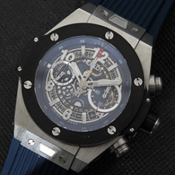 HUBLOT ビッグバン 411.CI.1190.LR.ABO14 ウニコ オールブラック ラバーベルトブルー 新作コピー
