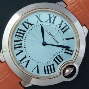 CARTIER バロンブルー 46mm オレンジ革バンド 無償修理