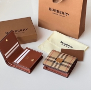 BURBERRY ヴィンテージチェック 折りたたみ財布 カーフレザー メンズ 10×8.5×3.5cm