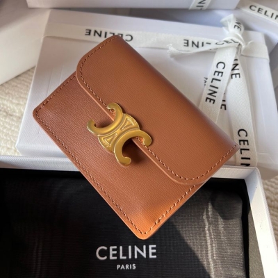 CELINE トリオンフ カードケース カーフレザー レディース 10.5×7×1cm