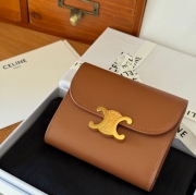 CELINE トリオンフ ショートウォレット カーフレザー レディース 10.5×8.5×4cm