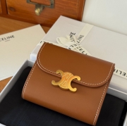 CELINE トリオンフ ショートウォレット カーフレザー レディース 10.5×8.5×4cm