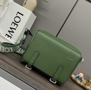 LOEWE ミリタリー メッセンジャーバッグ レザー×ジャカード メンズ 24.5×18×10.5cm