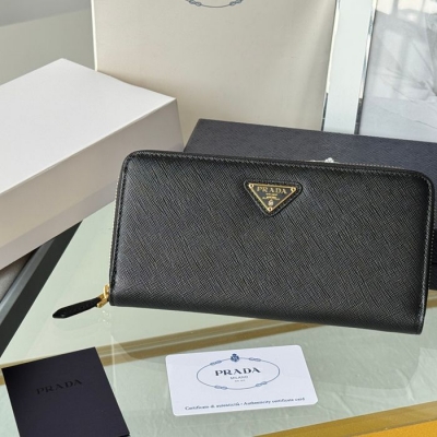 PRADA ジッピーウォレット サフィアーノレザー メンズ 19×12cm