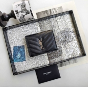 YSL 二つ折り財布 カーフレザー メンズ 11×9.5×2.5cm