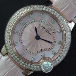 CARTIER バロンブルー ベゼル全面ダイヤ レディースプレゼント