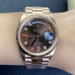 ROLEX 118235F デイデイト 8Pダイヤ/2Pルビー 36mm 3255搭載