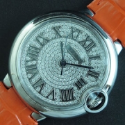 CARTIER バロンブルー オレンジ革バンド 全面ダイヤ レディース 売上トップ