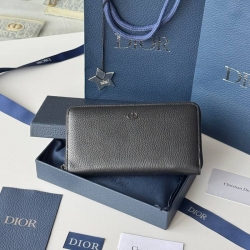 DIOR ジッピーウォレット カーフレザー メンズ 19.8×11×2.5cm