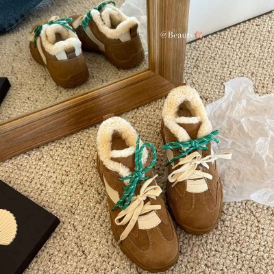 【MIUMIU】ドイツトレーニングスニーカーファースニーカーレディース