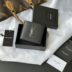YSL 二つ折り財布 カーフレザー メンズ 11×9.5×2.5cm