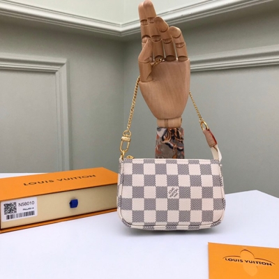 LOUIS VUITTON ミニポシェット アクセサリー ダミエ アズール レディース 15.5×10.5×4cm