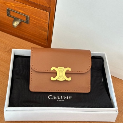 CELINE トリオンフ カードケース カーフレザー レディース 10.5×7×1cm