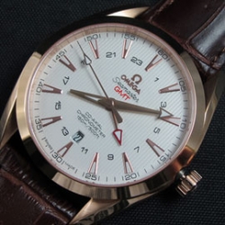 OMEGA シーマスター アクアテラ GMT Asian 2824-2 自動巻き 革ベルト