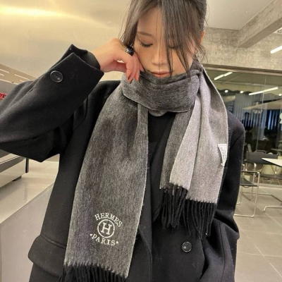 エルメス 拼色カシミヤスカーフ 30x180cm