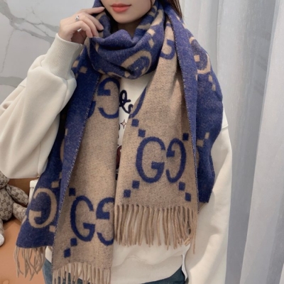 グッチ 新作 大G両面カシミヤスカーフ 45x200cm