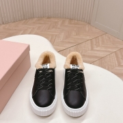 【MIUMIU】ウールスニーカー厚底スニーカービスケットシューズレディース