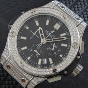 HUBLOT ビッグバン 黒文字盤 全面ダイヤ手作業 アフターサービス丁寧