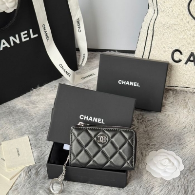 CHANEL L字ジップコインパース ラムスキン レディース 12×7cm