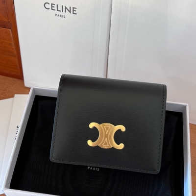 CELINE トリオンフ 名刺入れ カーフレザー レディース 10.5×8×3.5cm