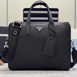 PRADA ブリーフケース サフィアーノレザー メンズ 36×28×4cm