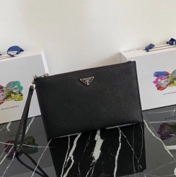 PRADA クラッチバッグ サフィアーノレザー メンズ 28×18cm