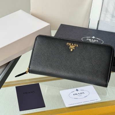 PRADA ジッピーウォレット サフィアーノレザー メンズ 19×12cm