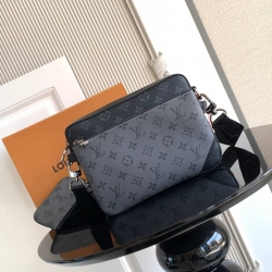 LOUIS VUITTON トリオ メッセンジャーバッグ モノグラムシャドウ カーフレザー メンズ 25×18.5×7cm