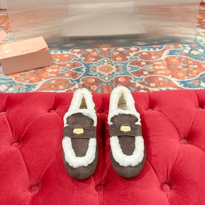 【MIUMIU】ウールローファードライビングシューズレディース