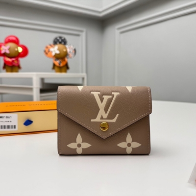 LOUIS VUITTON ヴィクトリーヌ ウォレット モノグラム アンプラント レザー レディース 12×9.5×2.5cm